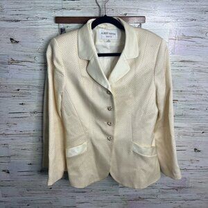 Albert Nipon  Two Piece Gold cream Skirt Set Sz 12 blazer silk wool